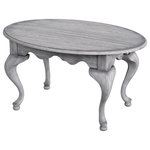 Butler - Grace Oval Coffee Table, Gray - Selected solid woods, wood products and choice veneers. Cherry veneer top with linen-fold inlay design of maple and walnut veneers. Graceful Queen Anne styling.