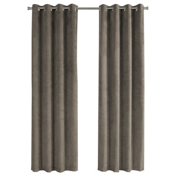 Curtain Panels, Set of 2, 54"Wx95"L, Grommet, Velvet, Beige