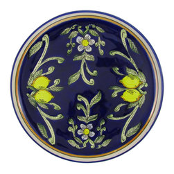 Le Souk Ceramique - Round Stoneware Platter Citronique Design - Serving And Salad Bowls