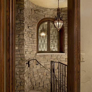 Custom Home Interior Design, Entertaining Area, Spiral Staircase