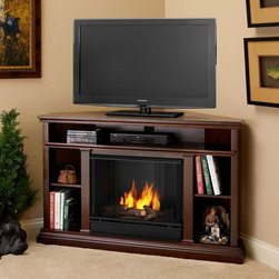 Real Flame Dark Espresso Churchill Corner Gel Fireplace - Indoor Fireplaces