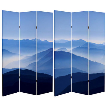 6' Tall Double Sided Misty Mountain Canvas Room Divider