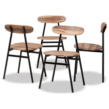 Lance Mid-Century 4-Piece Dining Chairs, Walnut Brown