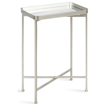 Celia Metal Tray Accent Table, Silver 18x12x26