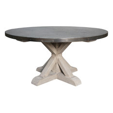 30 Inch Wide Dining Tables Houzz Lewiston Loft Zinc Top X Base Round Dining Table