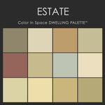 Benjamin Moore® Paint colors - Color in Space Estate Palette™--elegant & refined - Each palette consists of twelve Benjamin Moore® paint colors in 4" swatches and no colors are repeated. The intentional selection of the twelve colors ensures that they are energetically balanced and will create the feeling of the dwelling for which it is named.