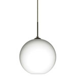 Besa Lighting - Besa Lighting 1JT-COCO1007-LED-BR Coco 10 - 9.88" 9W 1 LED Cord Pendant - The globe-shaped Coco is a blown glass with a neutral d�cor and classic shape that blends gracefully into all environments. Our Opal glass is a soft white cased glass that can suit any classic or modern decor. Opal has a very tranquil glow that is pleasing in appearance. The smooth satin finish on the clear outer layer is a result of an extensive etching process. This blown glass is handcrafted by a skilled artisan, utilizing century-old techniques passed down from generation to generation. The cord pendant fixture is equipped with a 10' SVT cordset and an low profile flat monopoint canopy. These stylish and functional luminaries are offered in a beautiful brushed Bronze finish.  Canopy Included: TRUE  Shade Included: TRUE  Cord Length: 120.00  Canopy Diameter: 5 x 5 x 0 Eco-Friendly: TRUE  Color Temperaute:   Lumens:   CRI:   Rated Life: 30,000 HoursCoco 10 9.88" 9W 1 LED Cord Pendant Bronze Opal Matte GlassUL: Suitable for damp locations, *Energy Star Qualified: n/a  *ADA Certified: n/a  *Number of Lights: Lamp: 1-*Wattage:9w LED bulb(s) *Bulb Included:Yes *Bulb Type:LED *Finish Type:Bronze