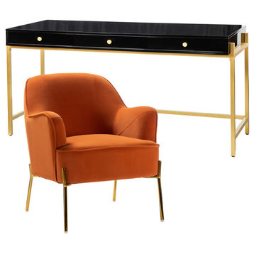 Modern Home Office Furniture 2-Piece Set, Orange