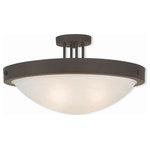 Livex Lighting - Livex Lighting 73957-07 New Brighton - Four Light Semi-Flush Mount - Canopy Included: TRUE  Shade InNew Brighton Four Li Bronze White Alabast *UL Approved: YES Energy Star Qualified: n/a ADA Certified: n/a  *Number of Lights: Lamp: 4-*Wattage:60w Medium Base bulb(s) *Bulb Included:No *Bulb Type:Medium Base *Finish Type:Bronze