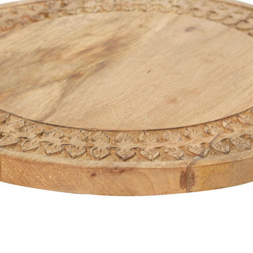 Brown Wood Country Cottage Lazy Susan Cake Stand 78281