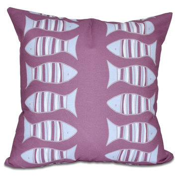 Something'S Fishy, Animal Print Pillow, Purple, 26"x26"