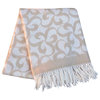 100% Wool Victorian Floral Throw Blanket 51” X 67", Cream