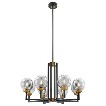 Monachopsis Dimmable LED Integrated Gold & Black Chandelier, Small