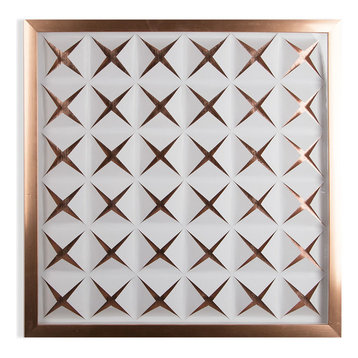 Metallic Rose Gold Stroma Framed Wall Art, 50x50 cm