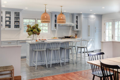 Example of a transitional kitchen design in New York