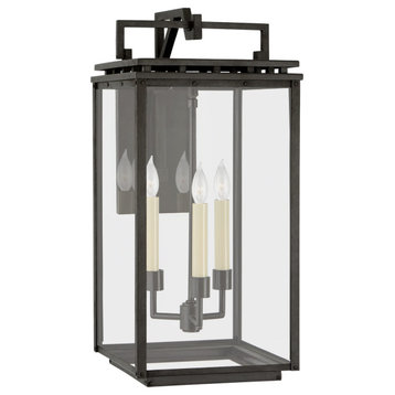 Cheshire Medium Bracketed Wall Lantern in Aged Iron with Clear Glass