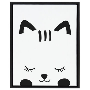 Sylvie Modern Baby Cat Framed Canvas by Rachel Lee, Black 18x24