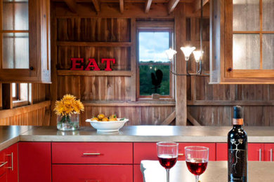 Inspiration for a rustic kitchen remodel in Cleveland