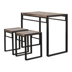 Sunset Trading - 3-Pc Counter Height Dining Set Two  Stools Reclaimed Elm - Dining Sets