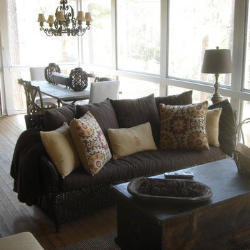 Macon GA screened porch with outdoor fireplace