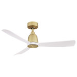 Fanimation - Kute, 44" Brushed Satin Brass With Matte White Blades - Kute is an understatement when it comes to this Fanimation ceiling fan.  Kute is available in a 44 or 52 inch sweep with multiple finish options.  This ceiling fan is Damp rated for use inside or out and includes a handheld remote control.  The optional LED light kit and smart home compatibility make this the perfect option for any home.  fanSync WiFi receiver for smart home connectivity sold separately.