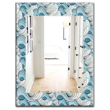 Designart Great Wave Inspiration Traditional Frameless Vanity Mirror, 28x40
