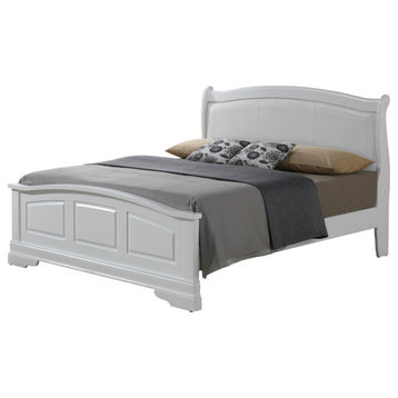 Louis Philippe White Upholstered Full Panel Bed