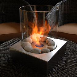Eco-Feu Love Box Stainless Steel Tabletop Biofuel Fireplace - Tabletop Fireplaces