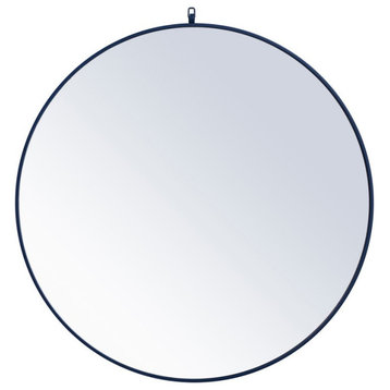 Elegant Decor MR4064BL Metal Frame Round Mirror, Decorative Hook, 42"