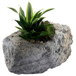 Featherock, Inc. - Sierra Artisan One Hole Planter, Silver Gray, Small - Sierra Artisan Garden Planters by Featherock are a unique way to display your plants. Made from naturally lightweight pumice, each rock is hand picked and drilled. Each planter contains 1, 2 or 3 holes depending on style: Small - 1 - 4" hole, Medium - 1 - 6" hole, Two Hole - 1 - 4" hole and 1 - 6" hole, and Three Hole 2 - 4" holes and 1 - 6" hole. These planters conveniently hold standard garden container sizes. Each planter is drilled with a drain hole. You can also plant directly into the planter.  Featherock is a natural stone, variations will occur and each planter is different.