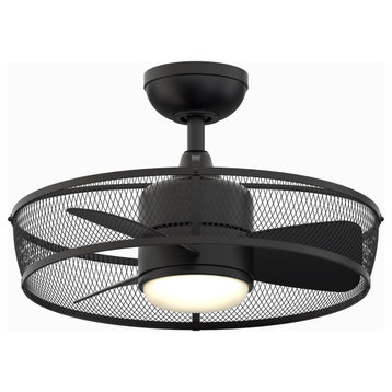 Henry - 20" Caged Ceiling Fan - Black With LED