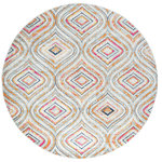 Tayse - Sofia Contemporary Geometric Cream Round Area Rug, 5' Round - This vivacious geometric ogee rug will add a chromatic touch to modern decor or bring a sense of drama to conservative traditional. Undulating diamonds form a distinct pattern.