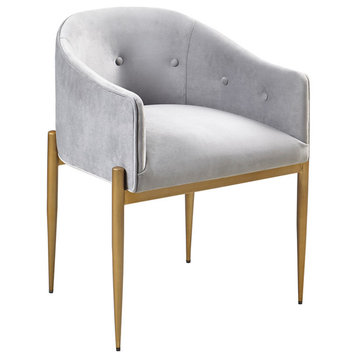 Madison Park Sheraton Velvet Low-Back Barrel Style Dining Chair, Grey