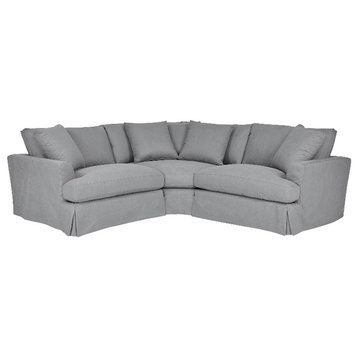 Armen Living Ciara 3-Piece Upholstered Polyurethane Sectional Sofa in Slate Gray