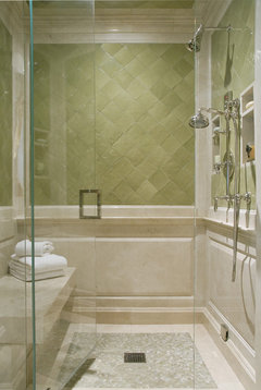 chair rail height on the shower wall