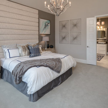 Master Bedroom with handmade fabric headboard