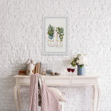 "Hanging Plants Stand II" Framed Painting Print