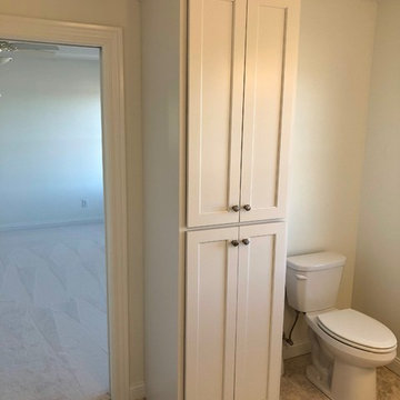Geneseo, IL New Construction Koch Cabinets Painted Charcoal Blue White Cambria