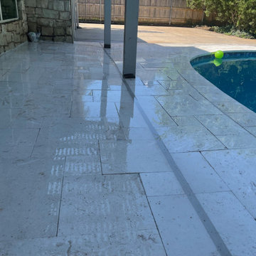 Concrete Pool & Spa Remodel with Travertine Coping/Deck & Patio