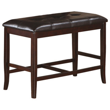 Upholstered Counter Height Bench, Dark Brown