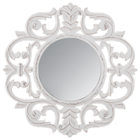 Alba Carved Mirror, White, 30"