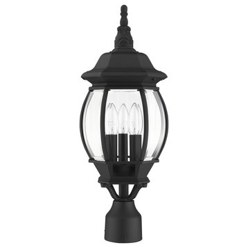 Textured Black Traditional, Colonial, Outdoor Post Top Lantern