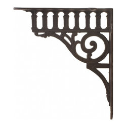 Import Wholesales - Cast Iron Wall Shelf Bracket, Columns, Rust Brown, 10" Deep - Brackets
