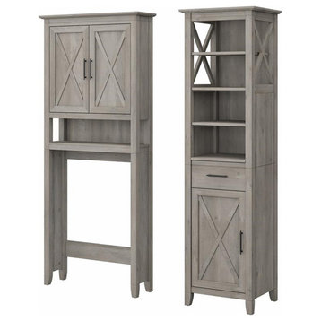 Bush Key West Engineered Wood & Linen Cabinet and Space Saver in Driftwood Gray