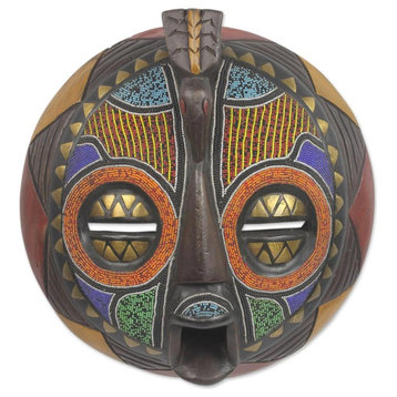 Akan Anoma African Beaded Wood Mask