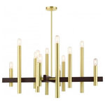 Livex Lighting - Livex Lighting Helsinki, 12 Light Chandelier, Satin Brass Finish, Antique Brass - The dramatic lines of the Helsinki collection remiHelsinki 12 Light Ch Satin BrassUL: Suitable for damp locations Energy Star Qualified: n/a ADA Certified: n/a  *Number of Lights: 12-*Wattage:60w Medium Base bulb(s) *Bulb Included:No *Bulb Type:Medium Base *Finish Type:Satin Brass