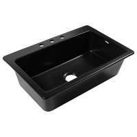 Jackson Matte Black Fireclay 33" Single Bowl Drop-In Kitchen Sink with 3 Holes