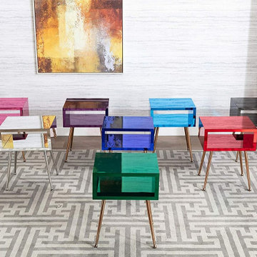 Modern Glass and Lucite Side End Tables