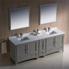 Fresca Oxford 84" Double Sinks Traditional Wood Bathroom Vanity in Gray