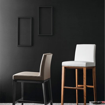 Bess 26" Bar Stool With Cushion - Walnut Frame - Optic White Seat Finish